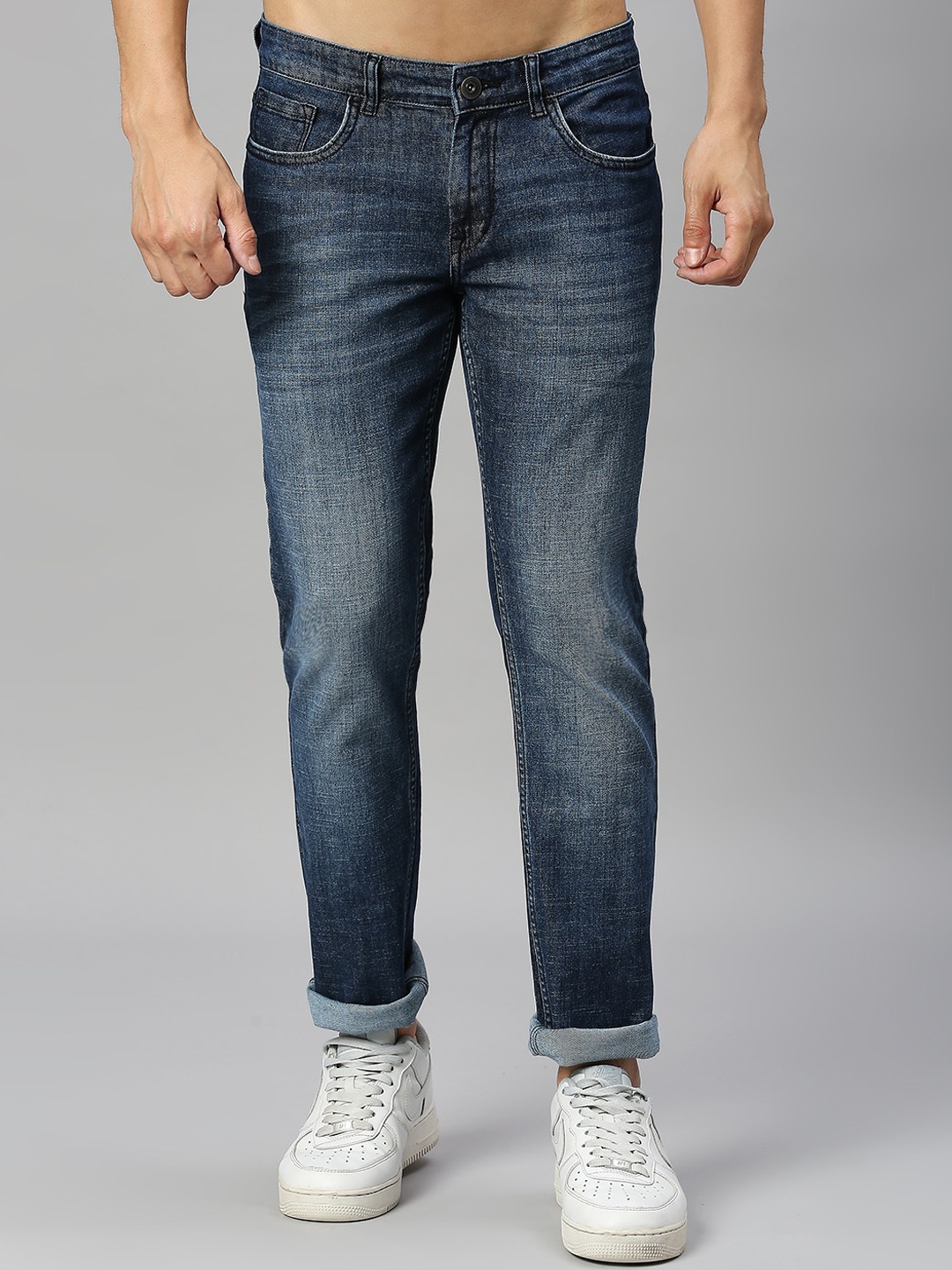 

Harvard Blue Men Slim Fit Low-Rise Clean Look Heavy Fade Stretchable Jeans