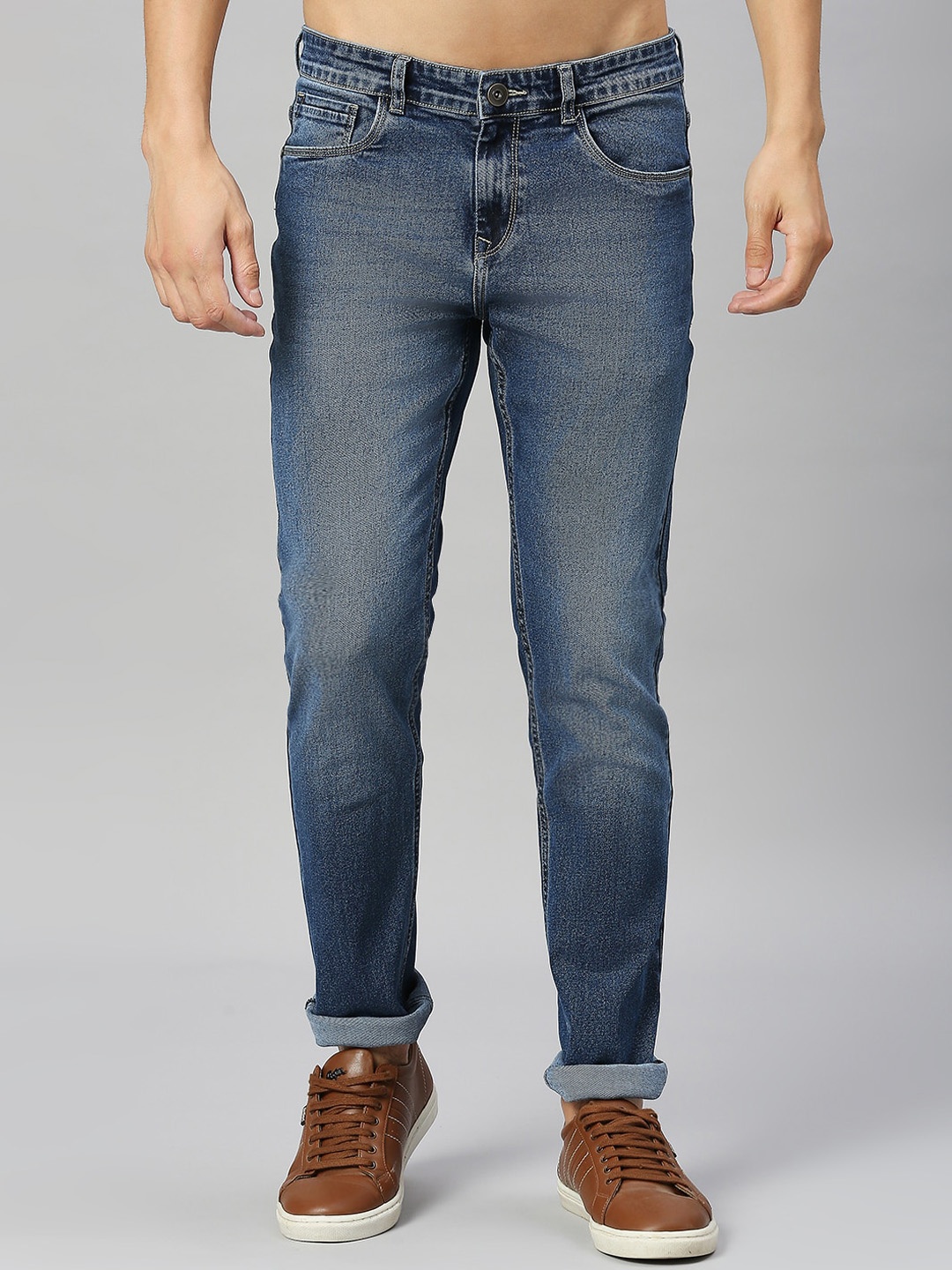 

Harvard Blue Men Mid-Rise Slim Fit Clean Look Heavy Fade Stretchable Jeans