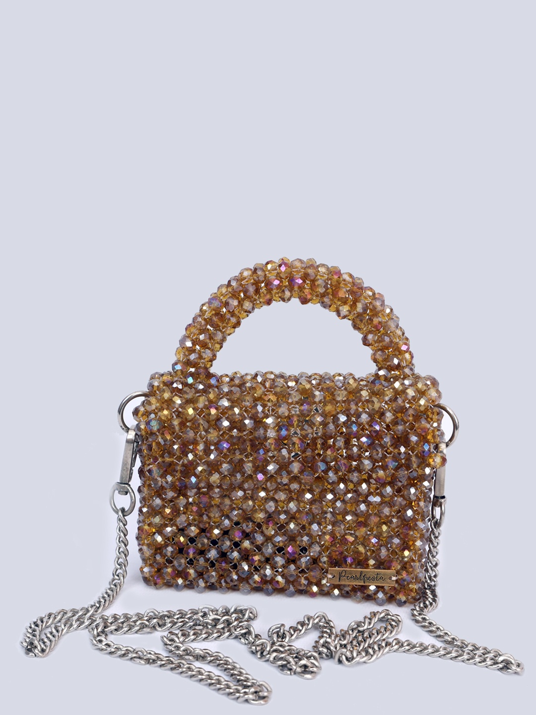 

Pearlfiesta Embellished Miniature Sling Bag, Champagne