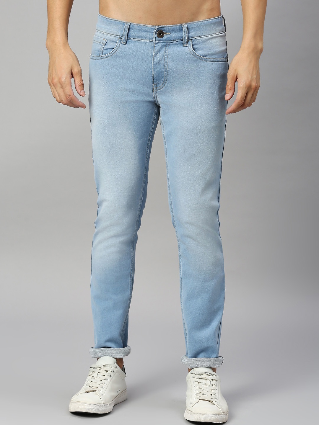 

Kook N Keech Men Slim Fit Low-Rise Heavy Fade Comfort Stretchable Jeans, Blue