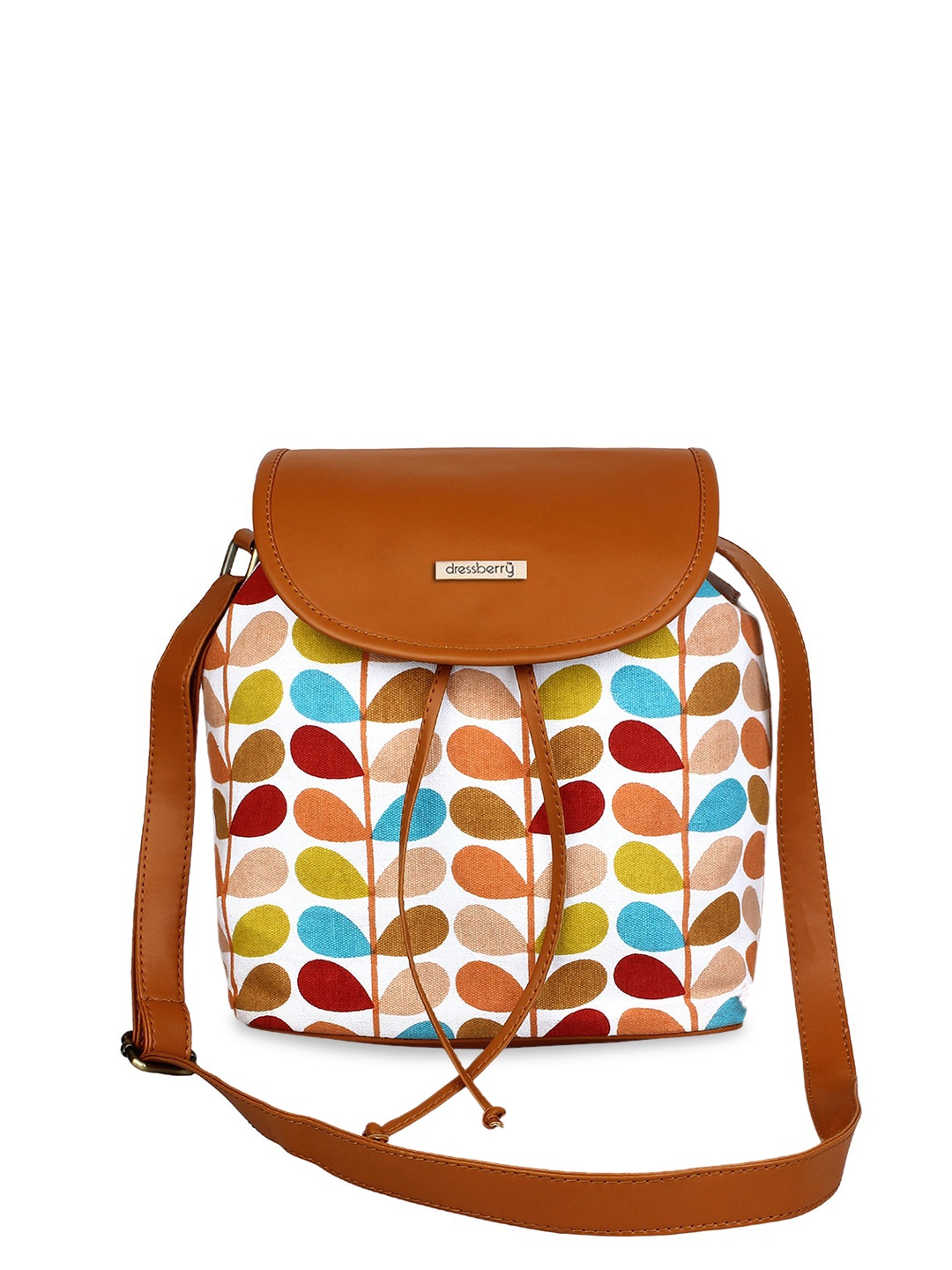 

DressBerry Girls Geometric Printed Structured Sling Bag, Brown