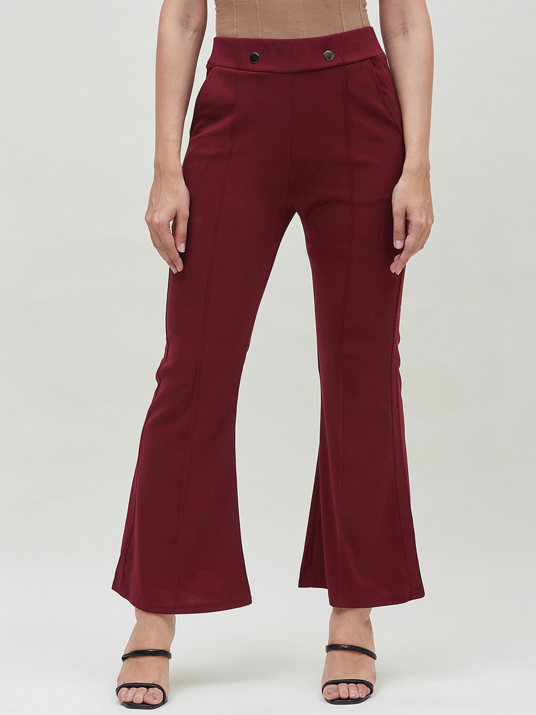 

Bitterlime Women Smart Skinny Fit Bootcut Trousers, Red