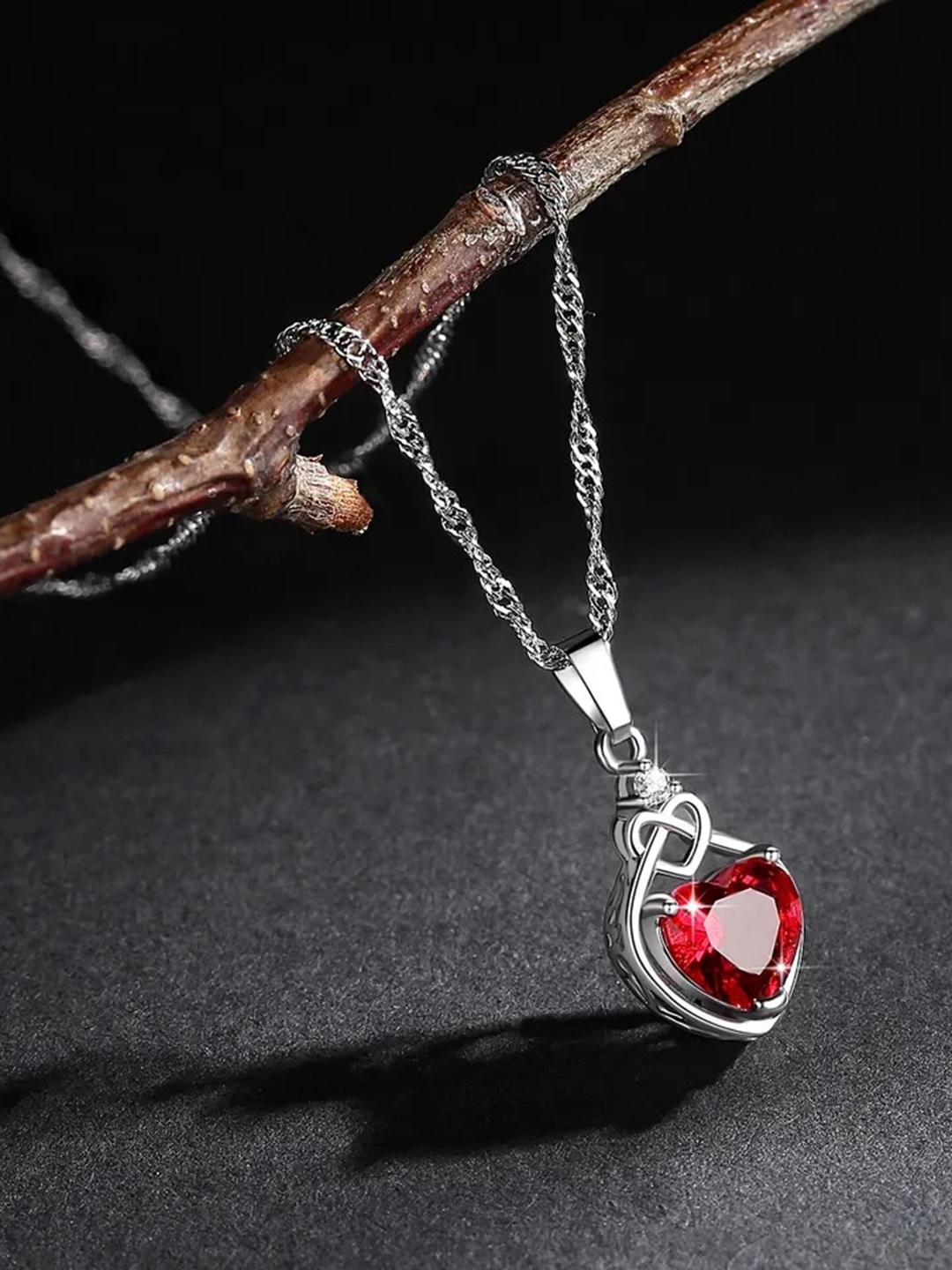 

MYKI Silver-Plated Stainless Steel CZ-Studded Pendant With Chain