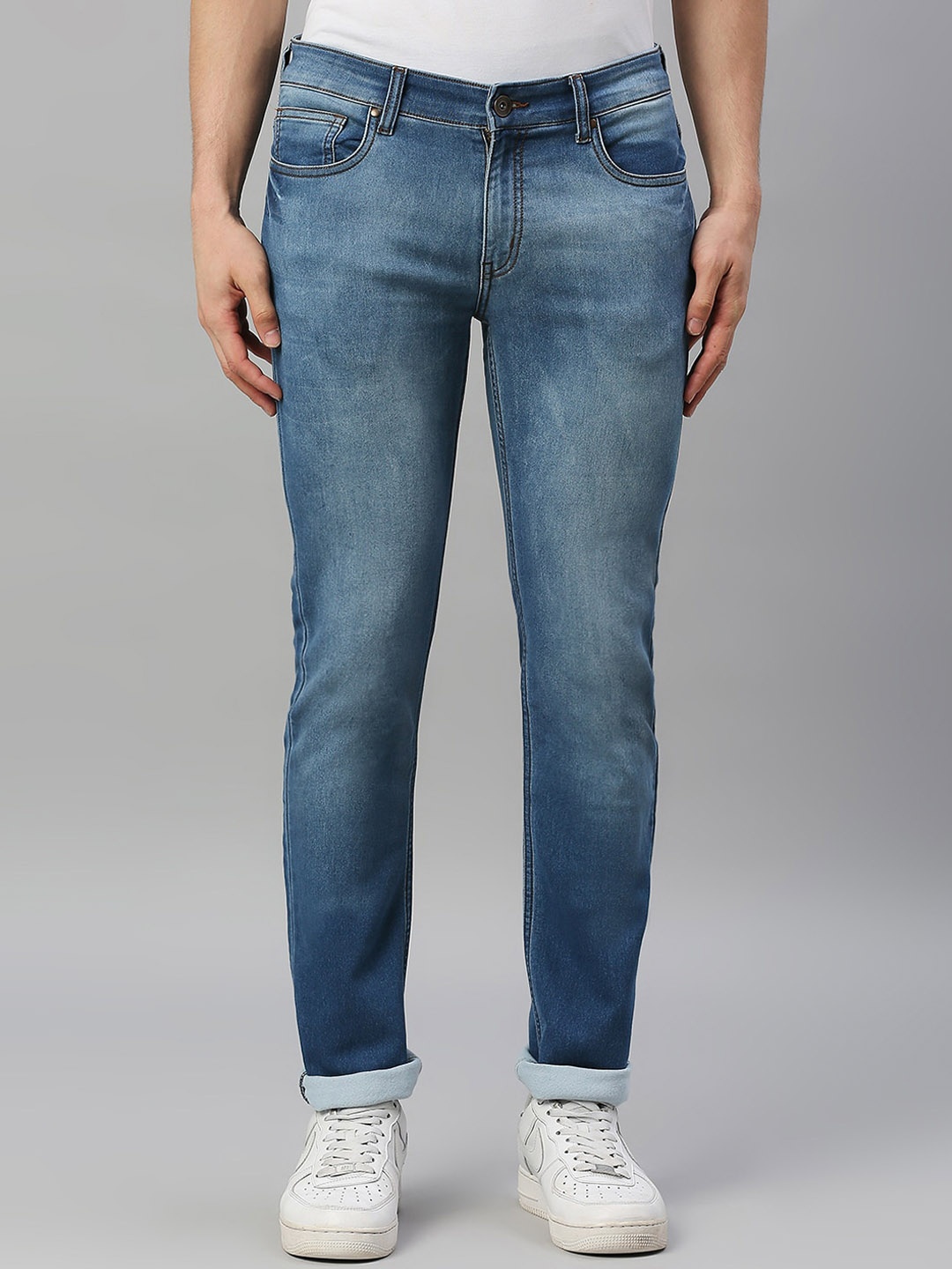 

Mast & Harbour Men Blue Regular Fit Low-Rise Heavy Fade Stretchable Jeans