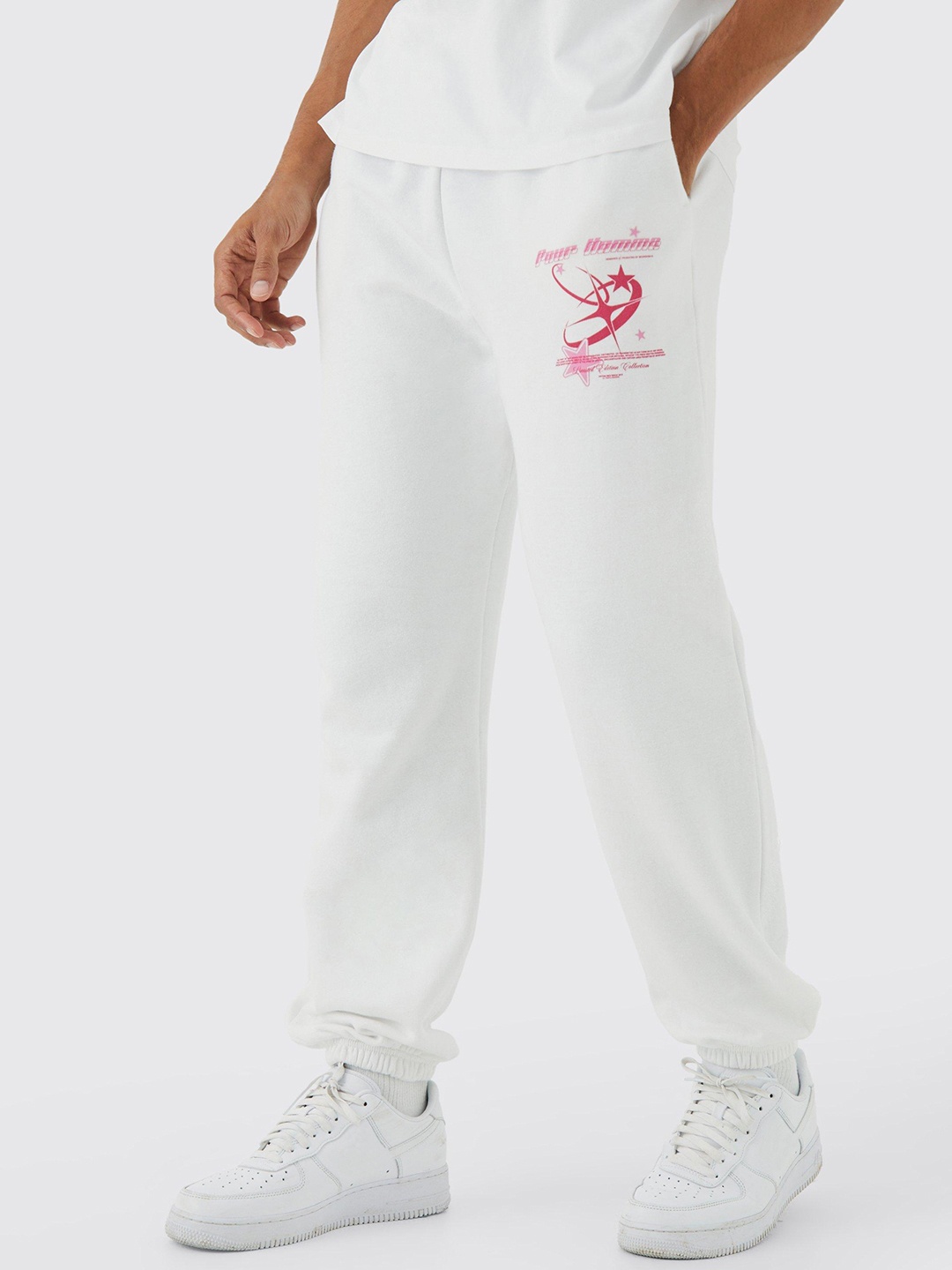 

boohooMAN Pour Homme Star Printed Jogger, White