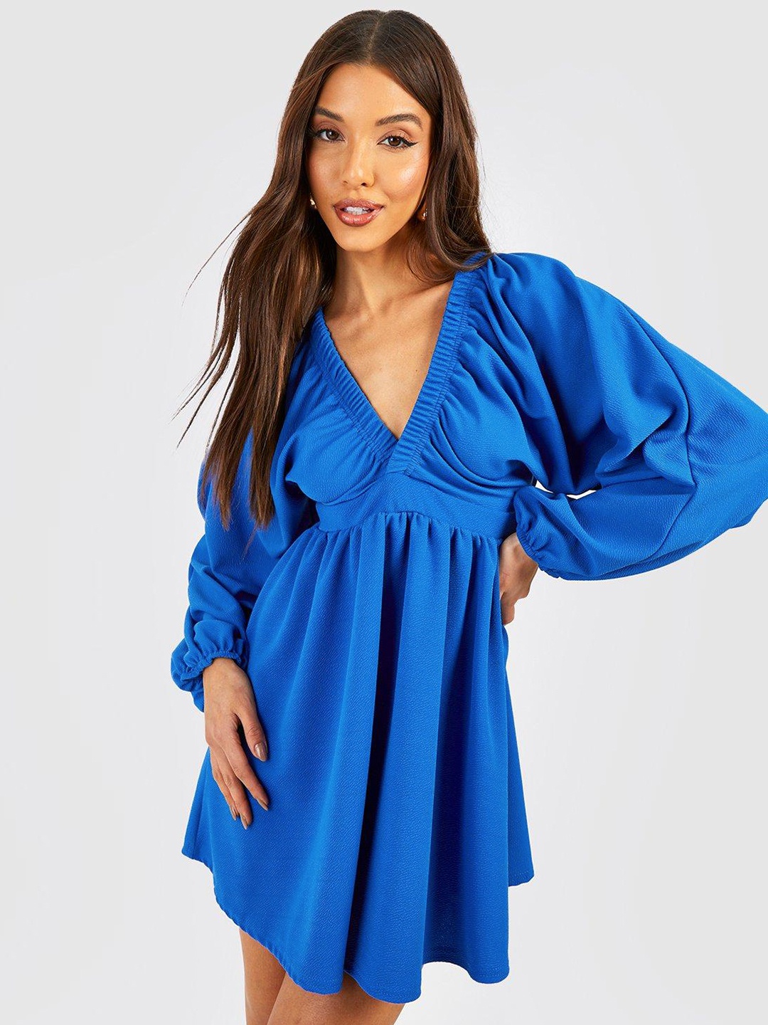 

Boohoo Batwing Sleeve Skater Mini Dress, Blue