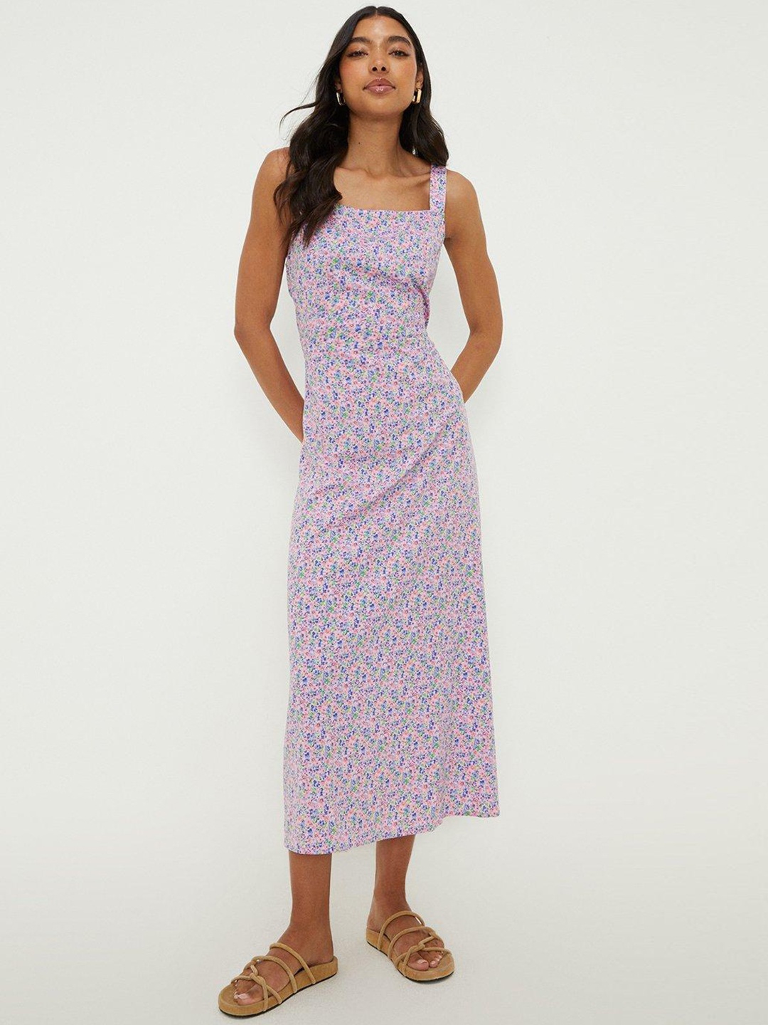

DOROTHY PERKINS Strappy Floral Print Midi Dress, Pink