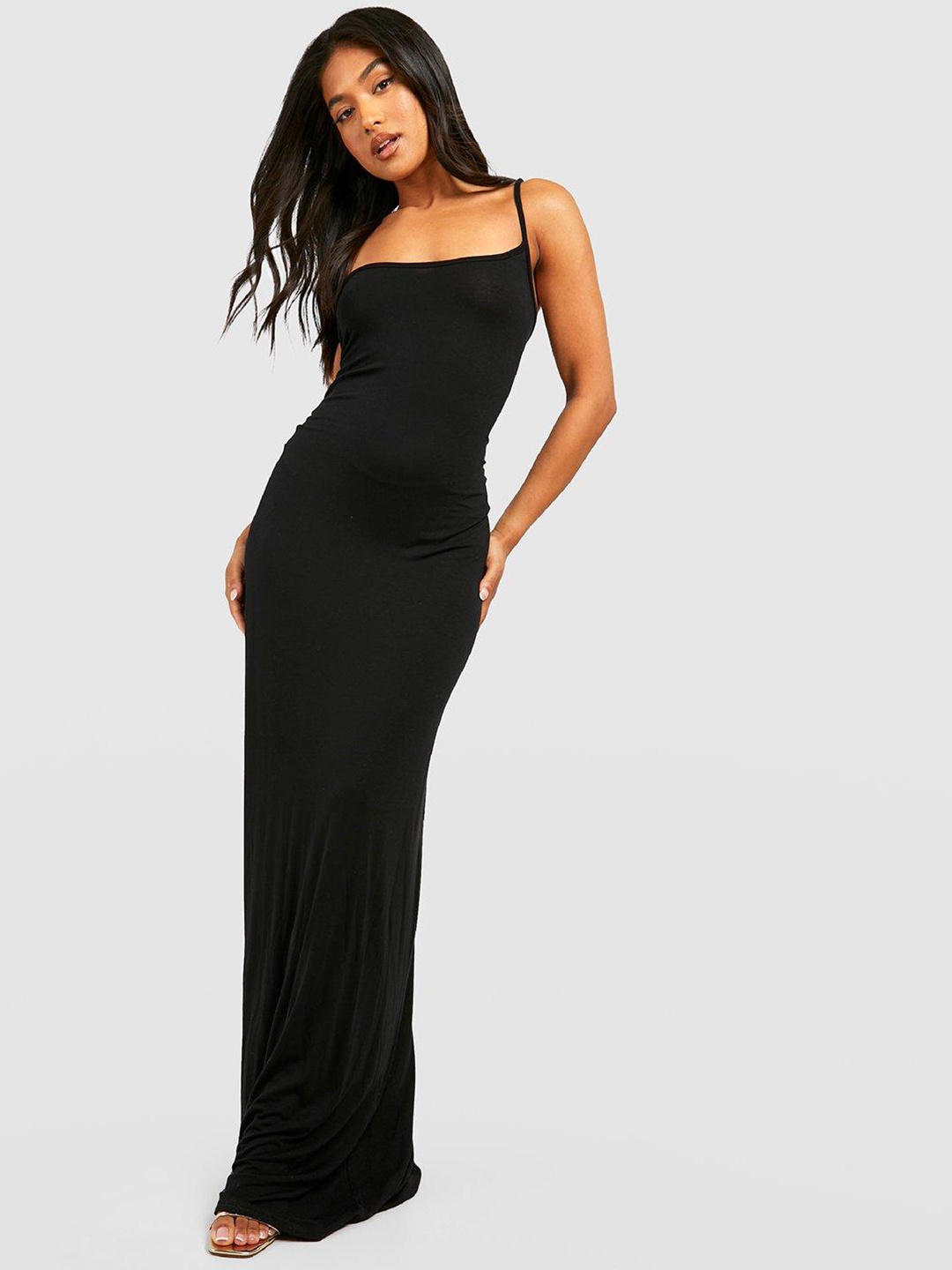

Boohoo Petite Sheath Maxi Dress, Black
