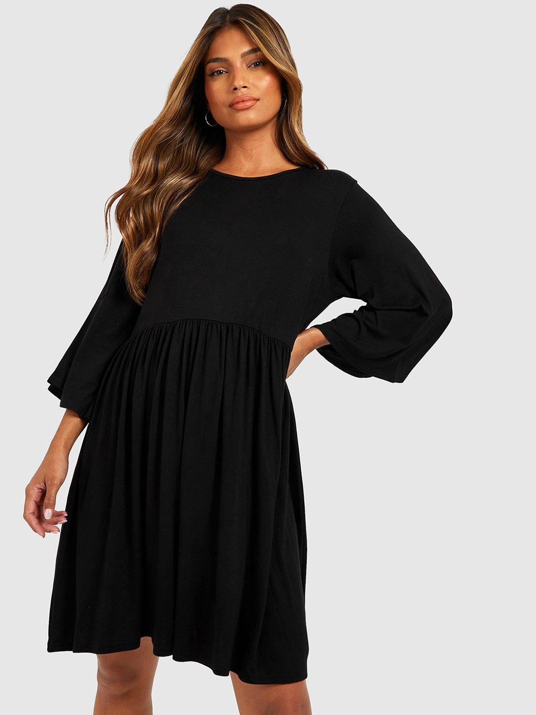 

Boohoo Flared Sleeve A-Line Dress, Black