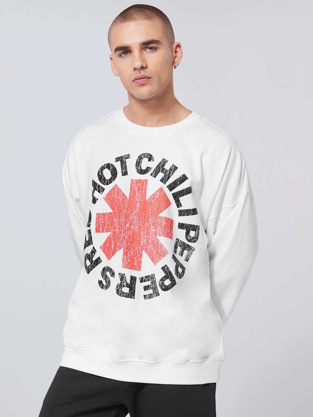 

boohooMAN Typography Printed Oversized Sweatshirt With Drop-shoulder Sleeves, White