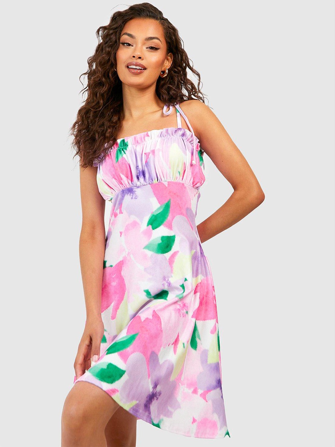 

Boohoo Floral Print A-Line Dress, Lavender