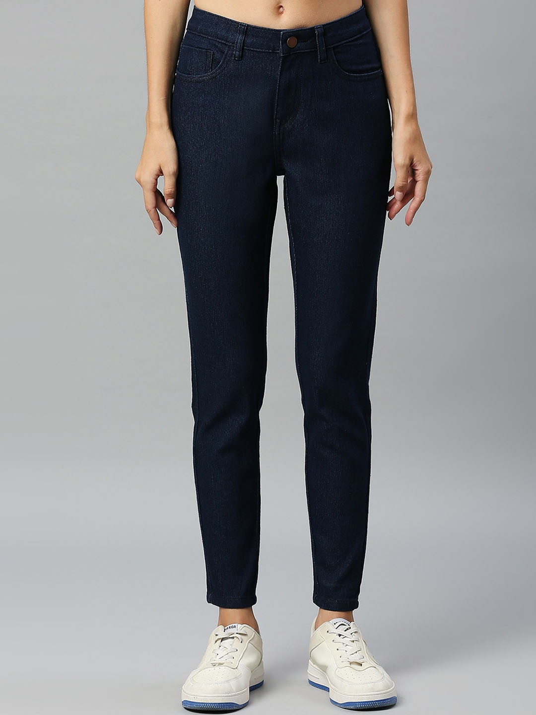

Harvard Navy Blue Women Mid-Rise Clean Look Skinny Fit Light Fade Stretchable Jeans