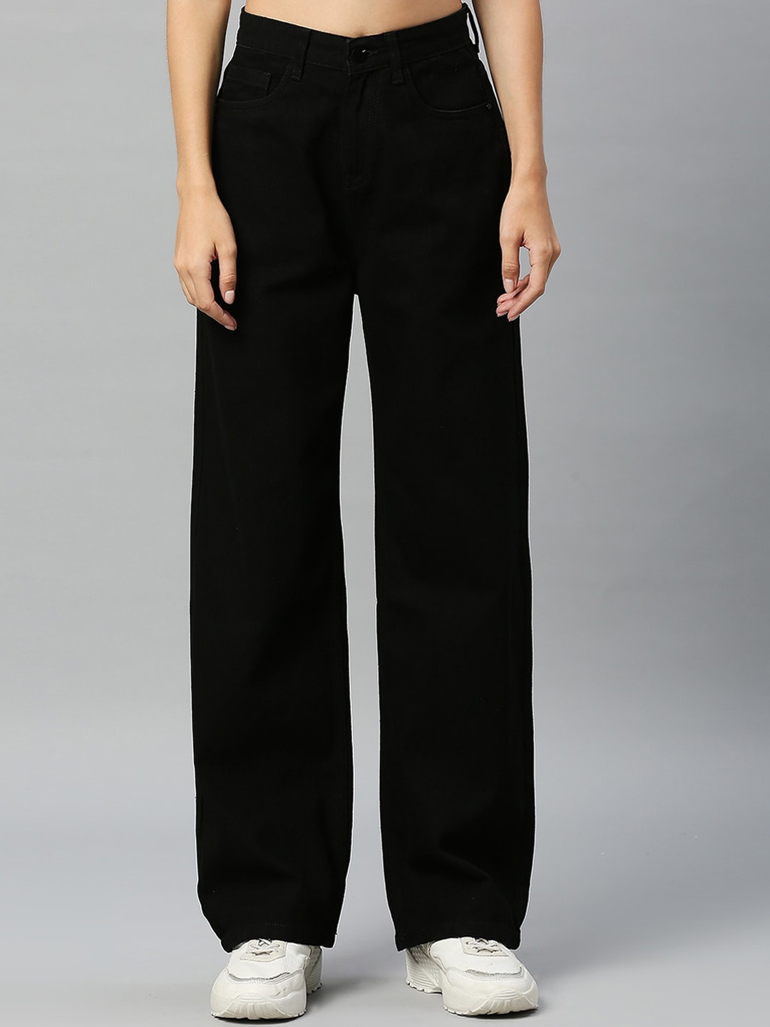 

Harvard Black Women Relaxed Fit High-Rise Clean Look Pure Cotton Jeans