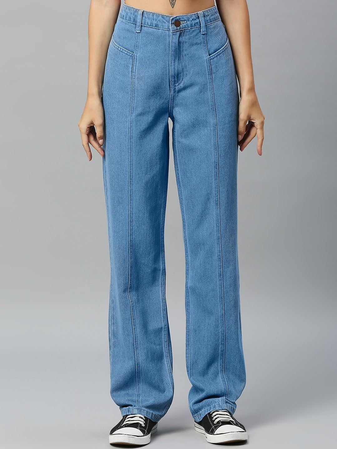 

Harvard Blue Women High-Rise Clean Look Light Fade Pure Cotton Jeans
