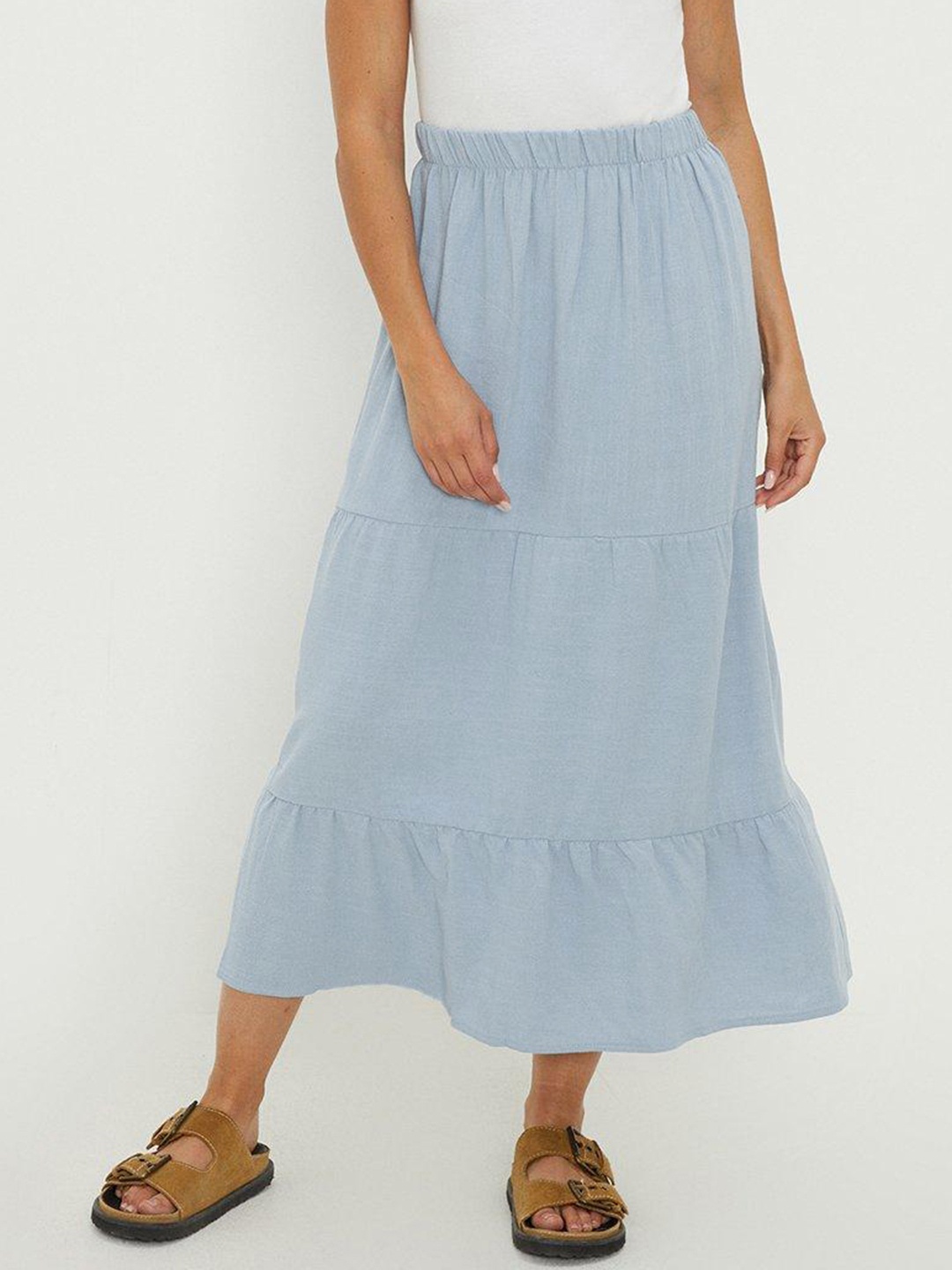 

DOROTHY PERKINS Tiered Midi A-Line Skirt, Blue