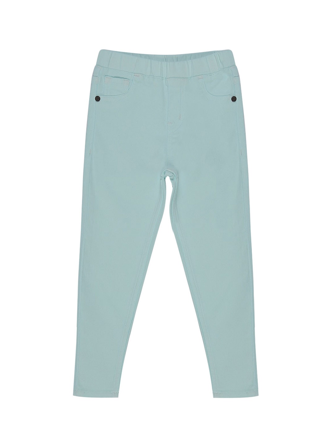 

HERE&NOW Girls Sea Green High-Rise Skinny Fit Stretchable Coloured Jeans