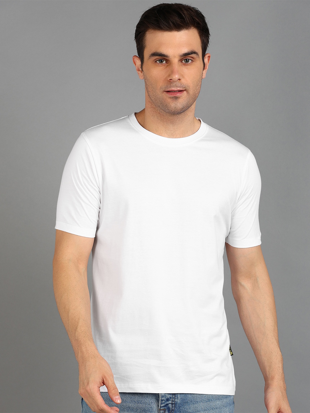 

KAEZRI Round Neck Cotton Slim Fit T-shirt, White