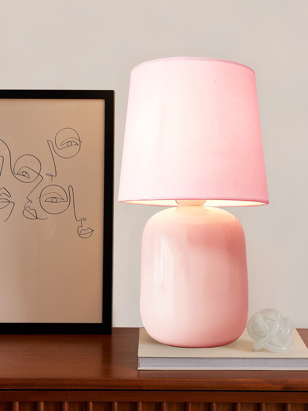 

Homesake Pink Ceramic Table Lamp With Fabric Shade