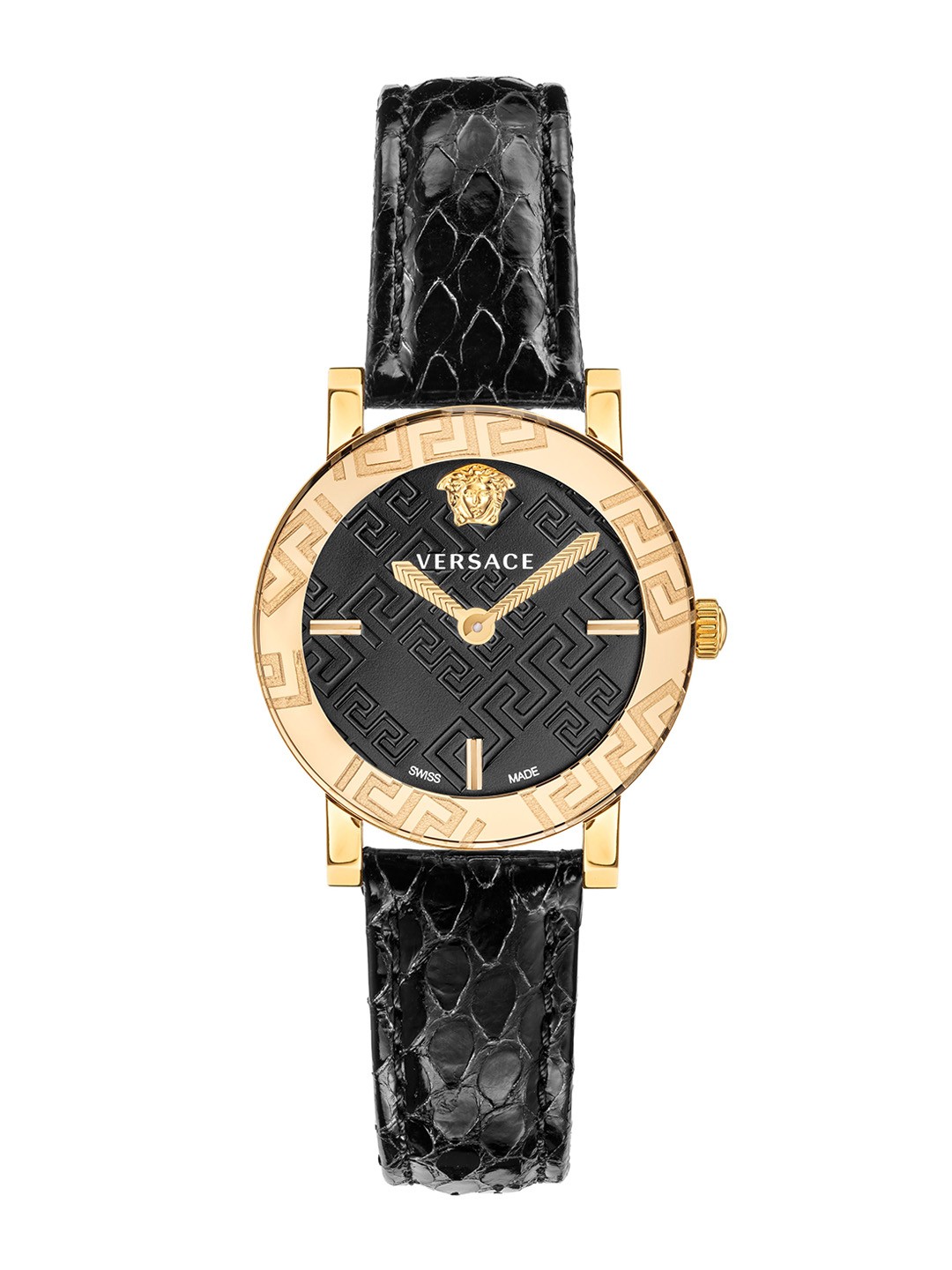 

Versace Women Dial & Leather Textured Straps Analogue Watch VEU300221, Black