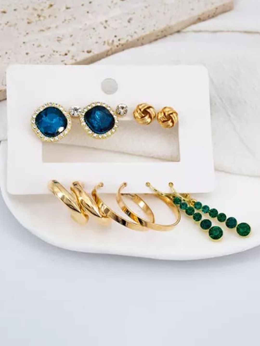 

VIEN Set Of 6 Gold Plated Stainless Steel Hoop Earrings