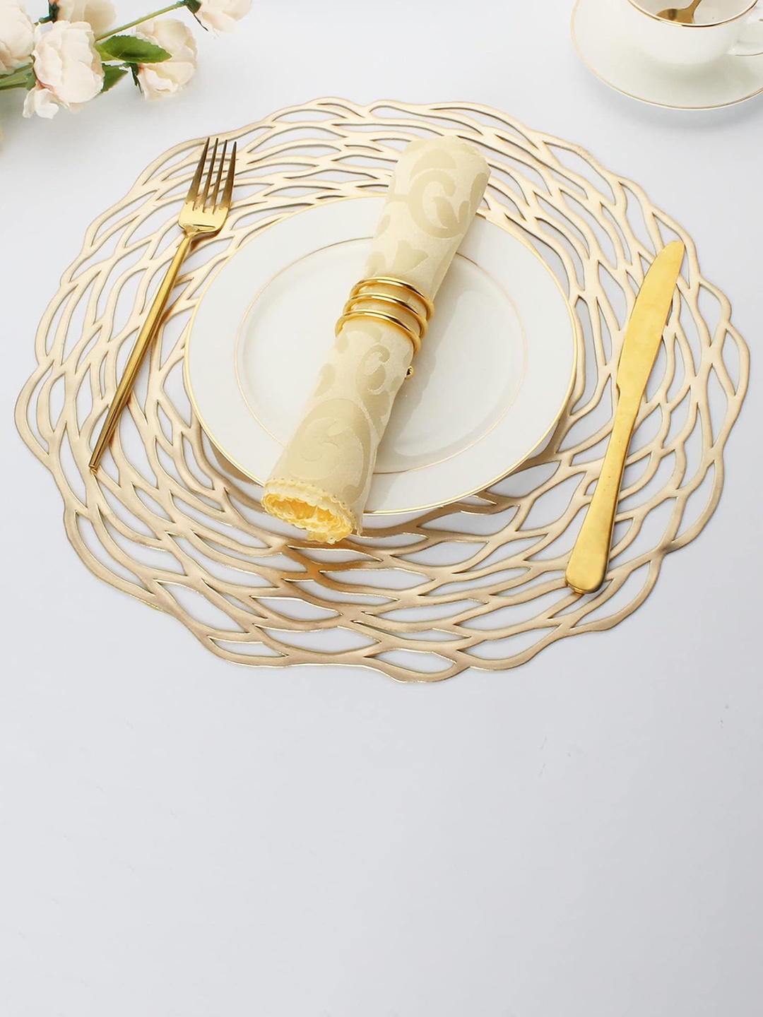 

Dakshya Industries Gold-Toned 2-Pieces Round Table Placemats