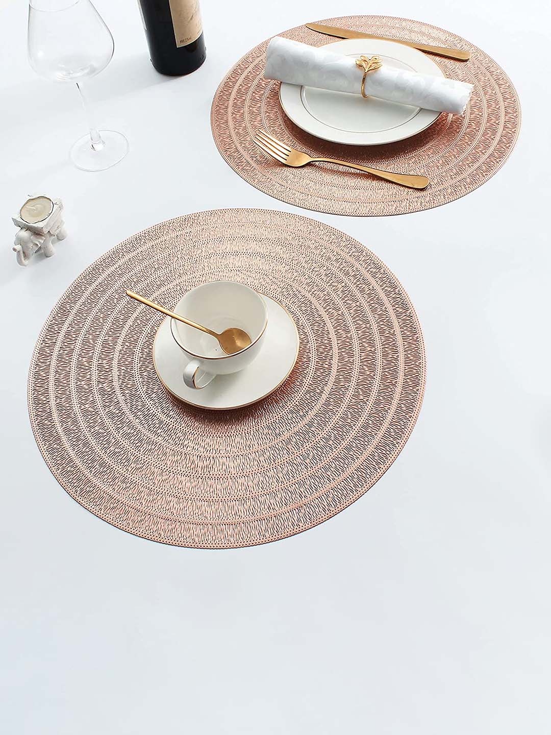 

Dakshya Industries Brown 2-Pieces Self-Design Round Table Placemats
