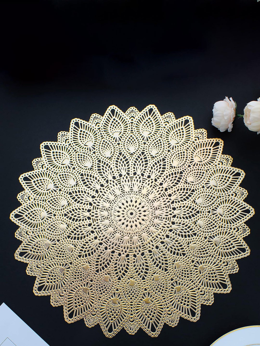 

Dakshya Industries Gold-Toned 2-Pieces Chakri Round Table Placemats