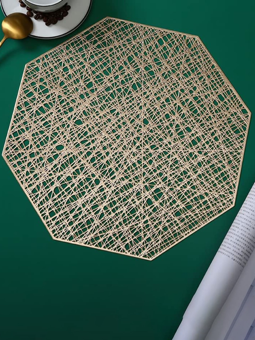 

Dakshya Industries Gold-Toned 2-Pieces Hexagon Wire Table Placemats
