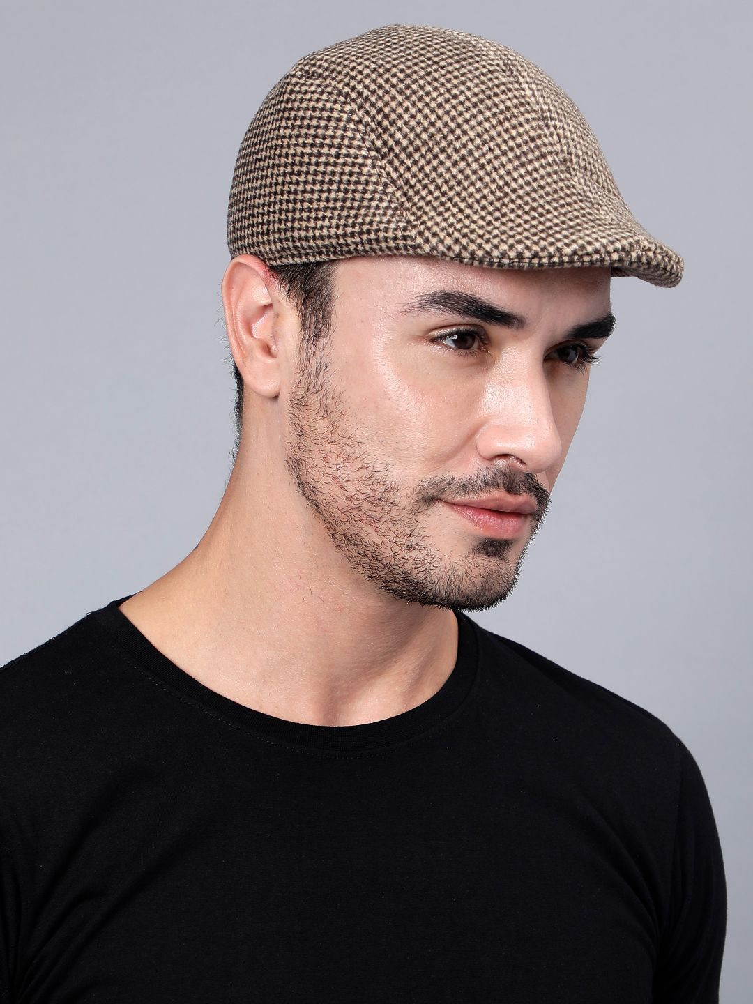 

ELLIS Men Self Design Ascot Cap, Brown