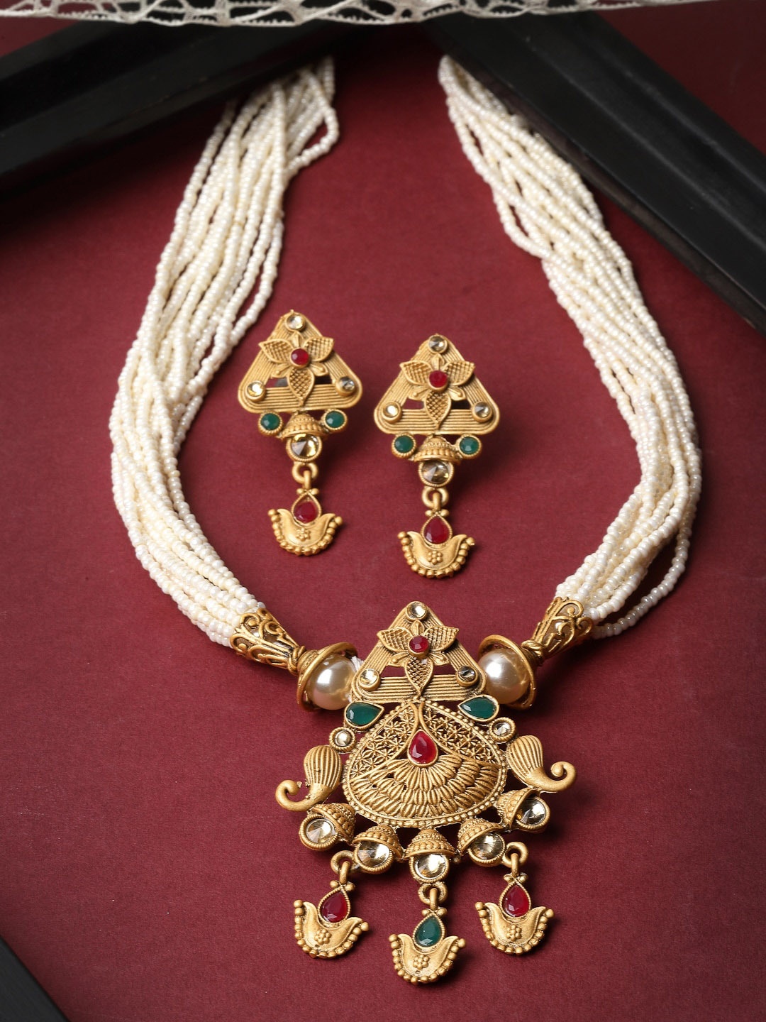 

ADIVA Gold-Plated Studded Necklace & Earrings