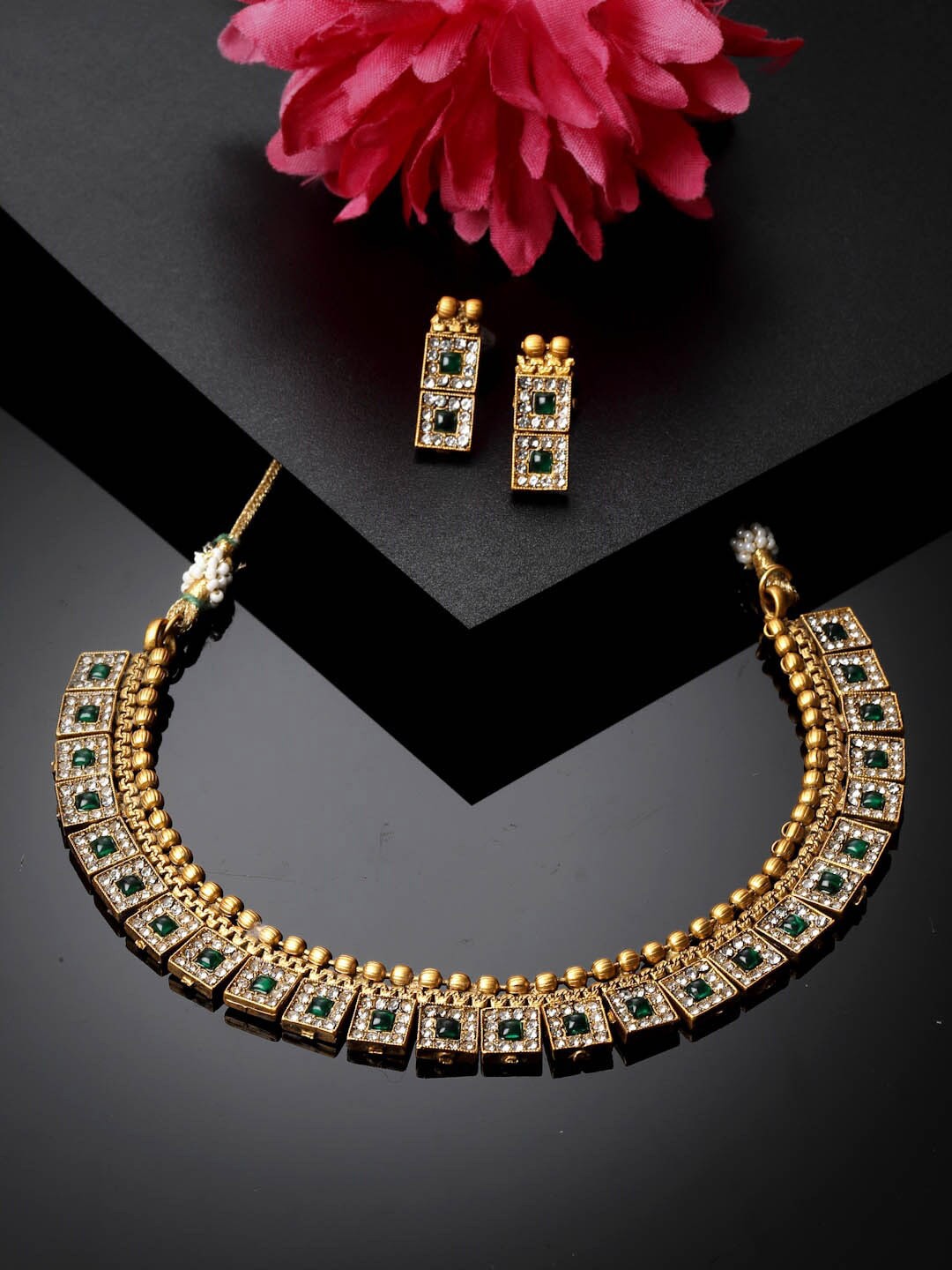 

ADIVA Gold-Plated AD Studded Jewellery Set