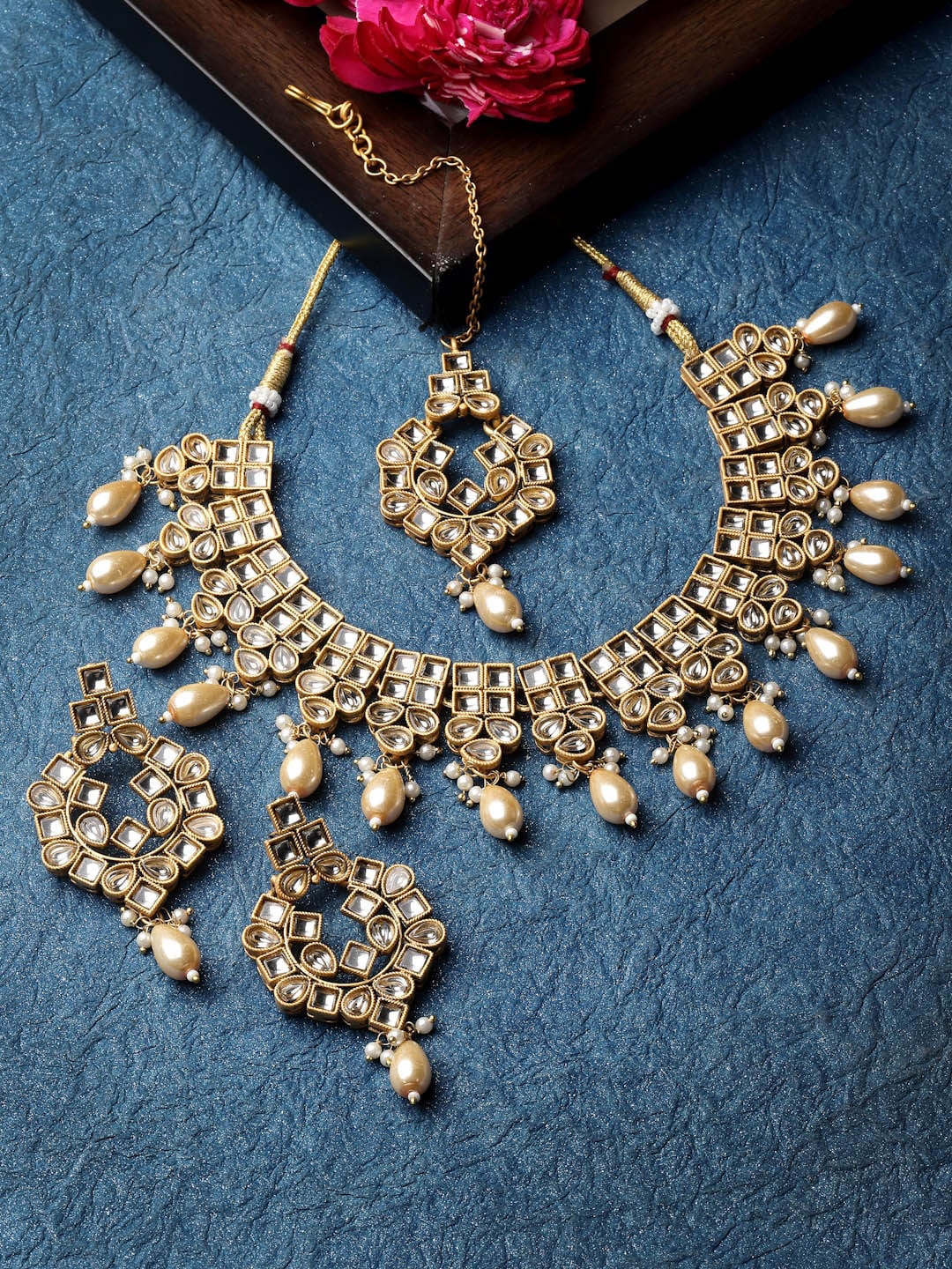 

ADIVA Gold-Plated Gold Studded Jewellery Set