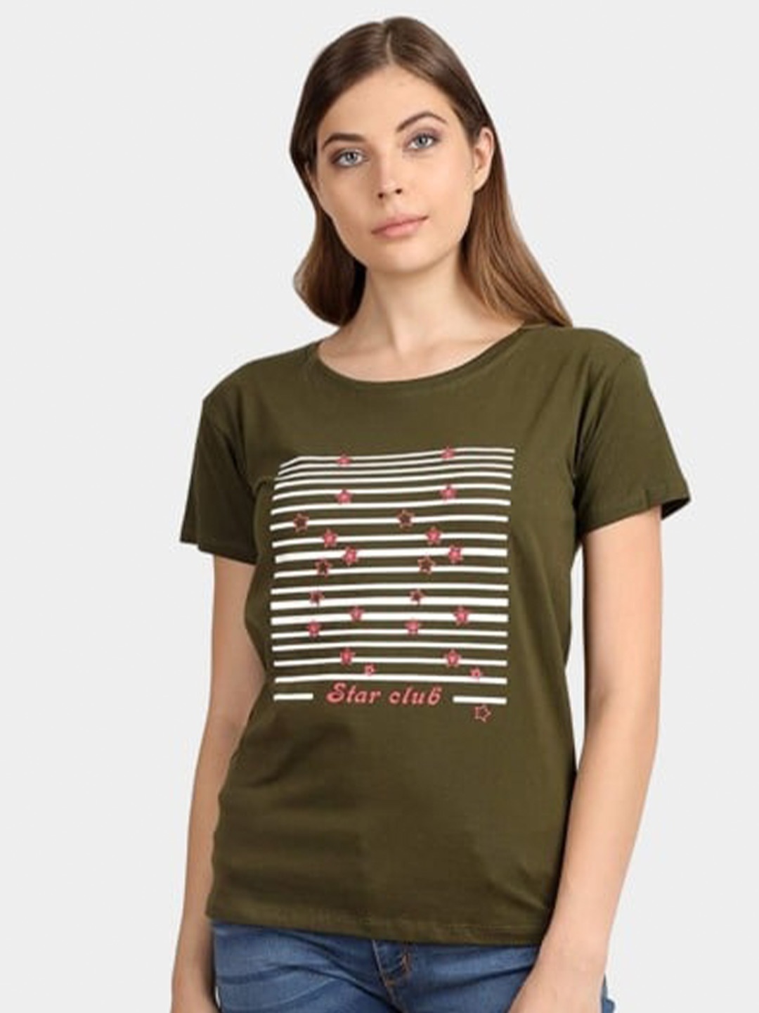 

Next One Striped Pure Cotton T-Shirt, Olive