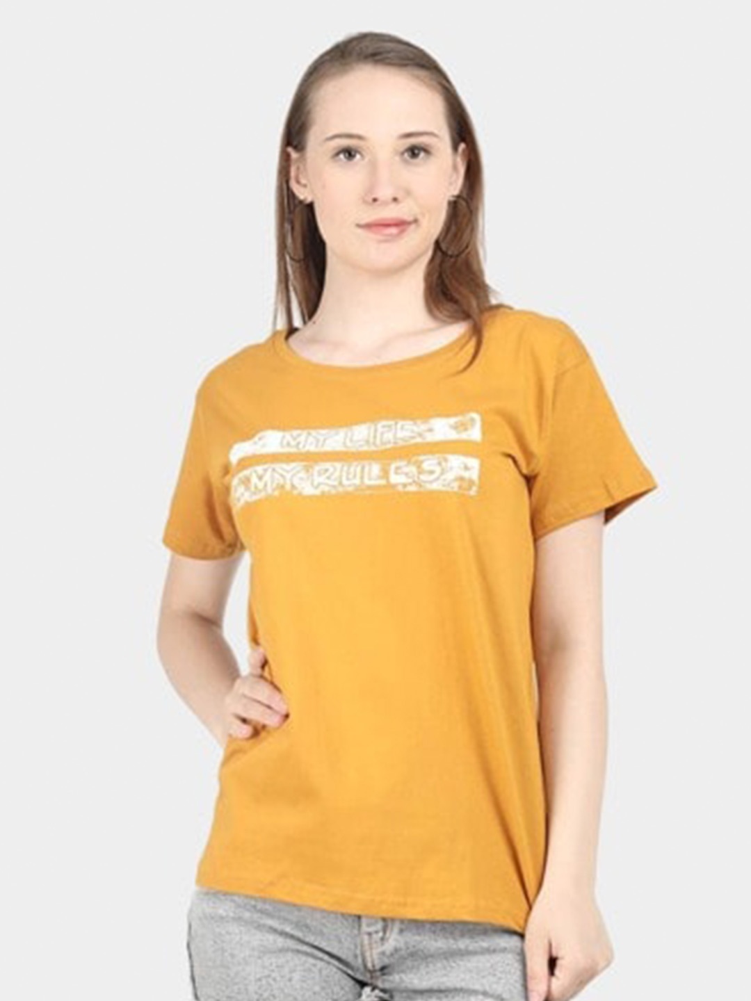 

Next One Typography Printed Pure Cotton T-Shirt, Mustard