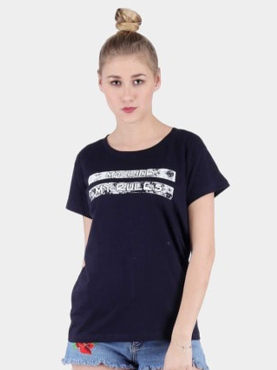 

Next One Typography Printed Cotton T-Shirt, Navy blue