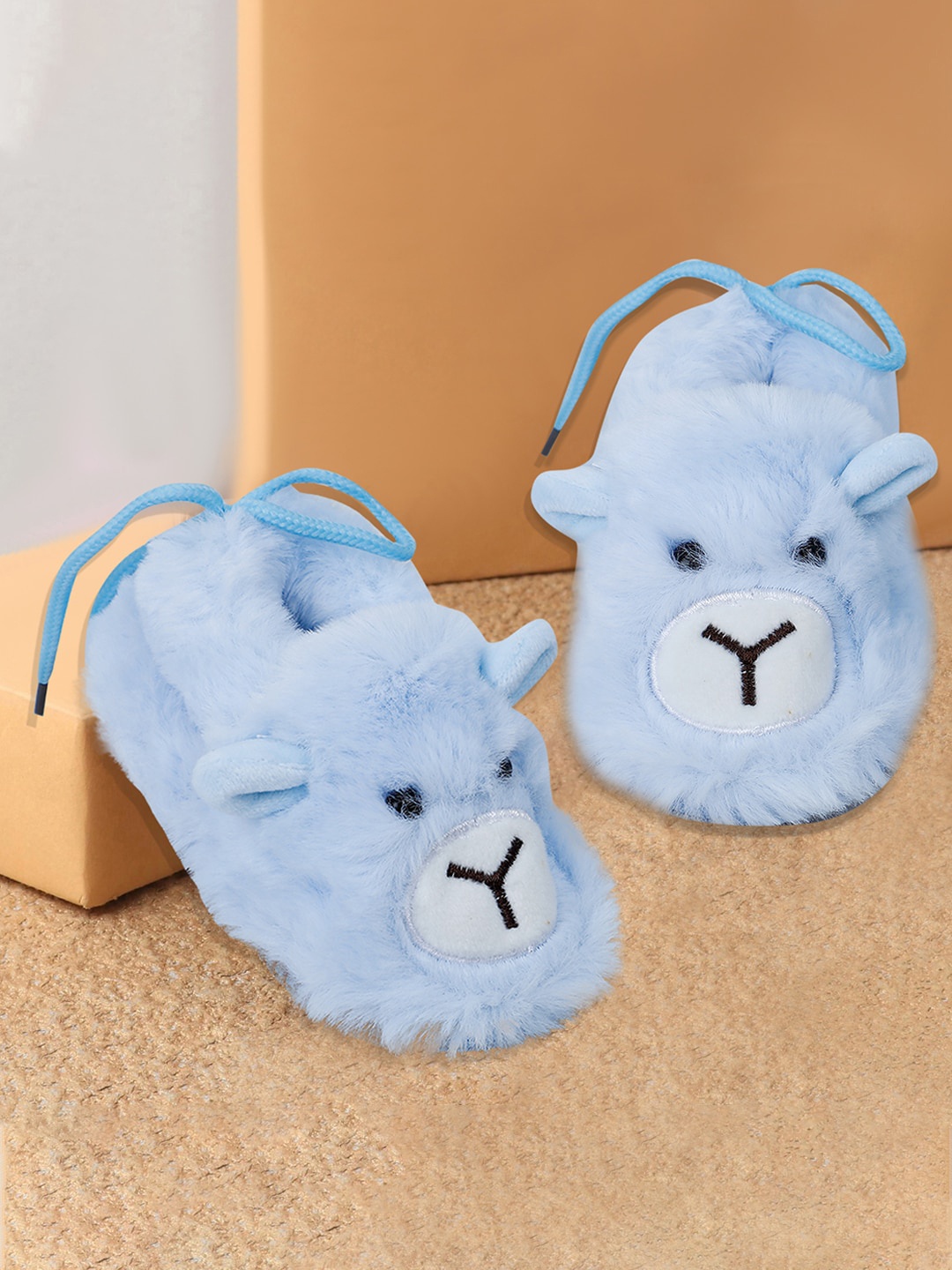 

Baby Moo Infants Bear Detail Cotton Anti-Skid Booties, Blue