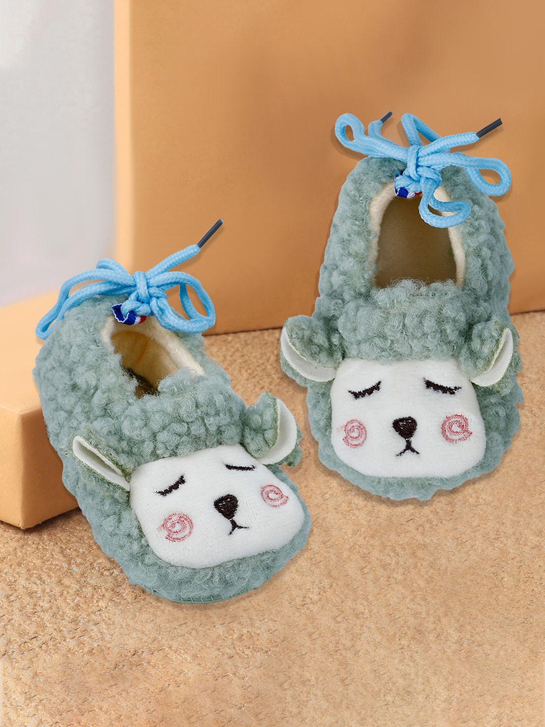 

Baby Moo Infants Anti Skid Cotton Booties, Olive