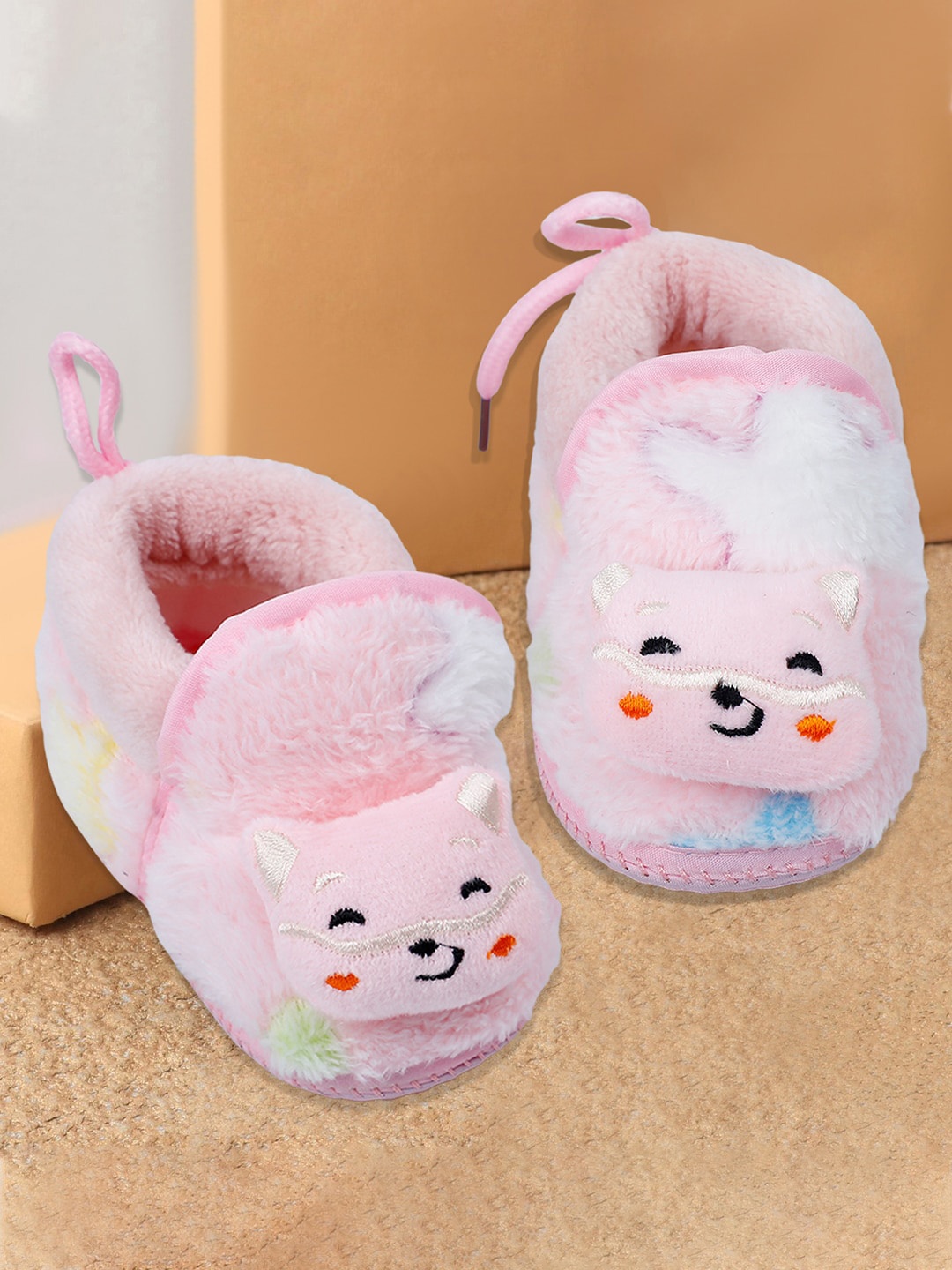 

Baby Moo Infants Kitten Mitten 3D Rattle Anti-Skid Cotton Booties, Pink