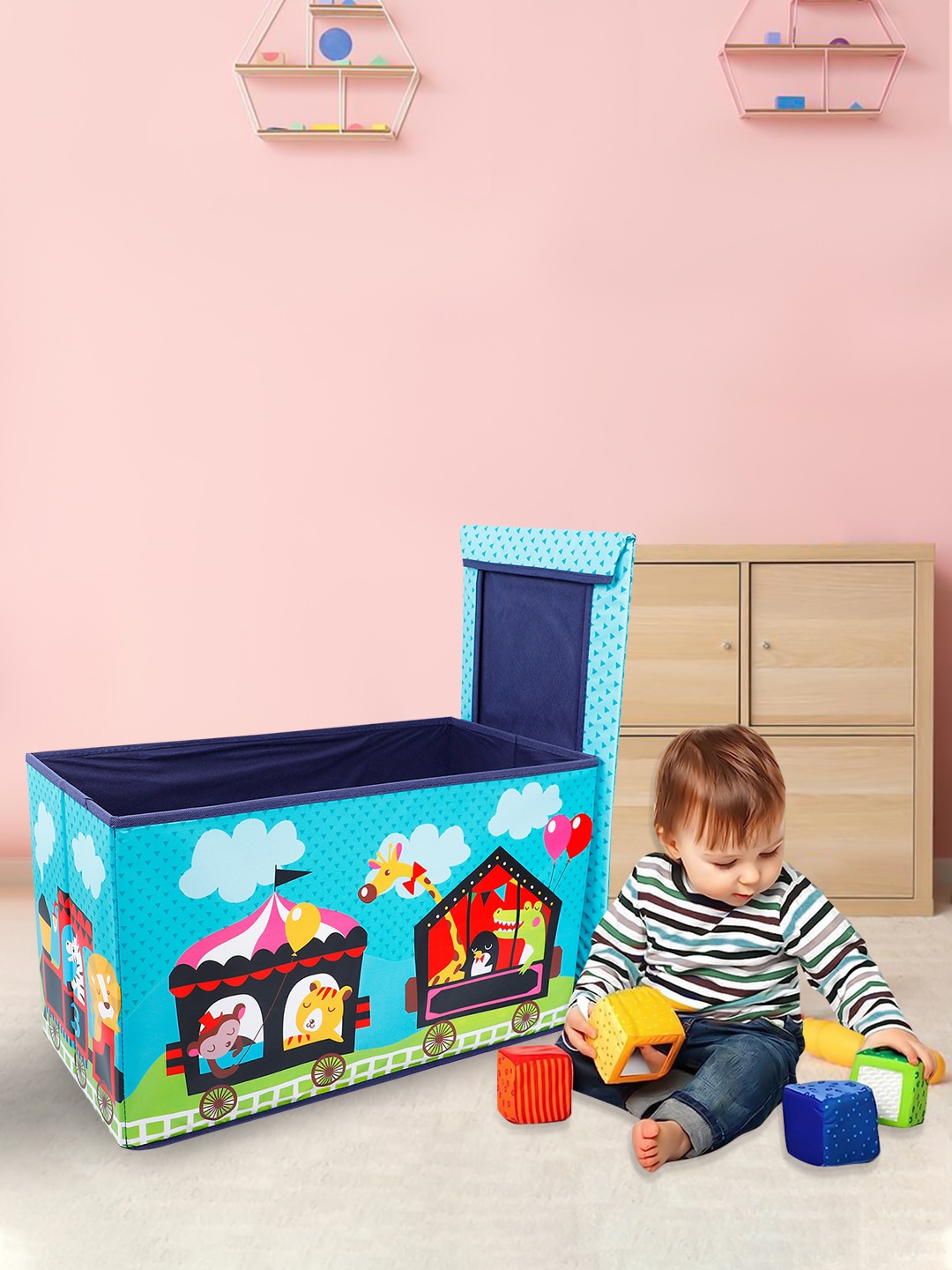 

Baby Moo Kids Blue Printed Canvas Organiser