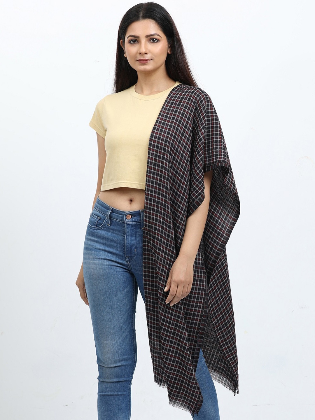 

thickskin Checked Woolen Stole, Assorted