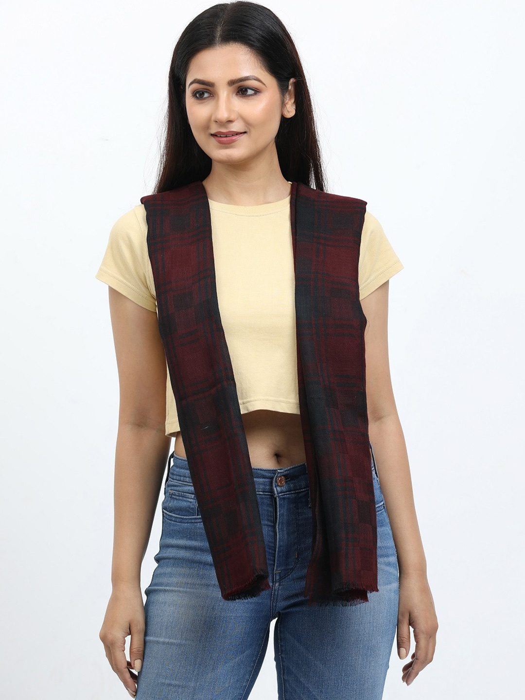 

thickskin Checked Woolen Stole, Assorted