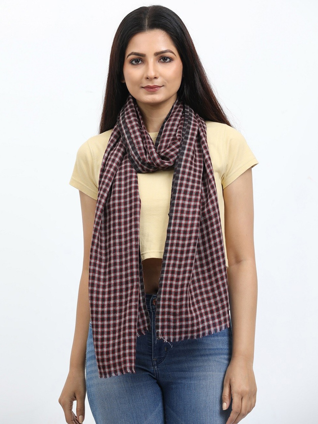 

thickskin Checked Woolen Stole, Assorted
