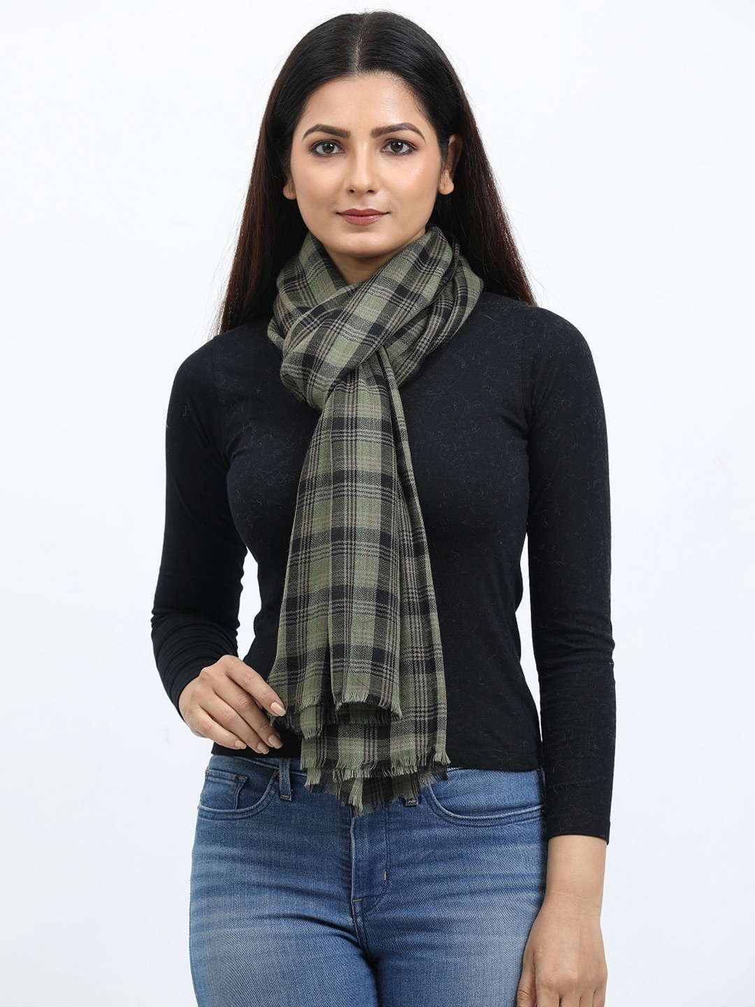 

thickskin Checked Woolen Stole, Assorted