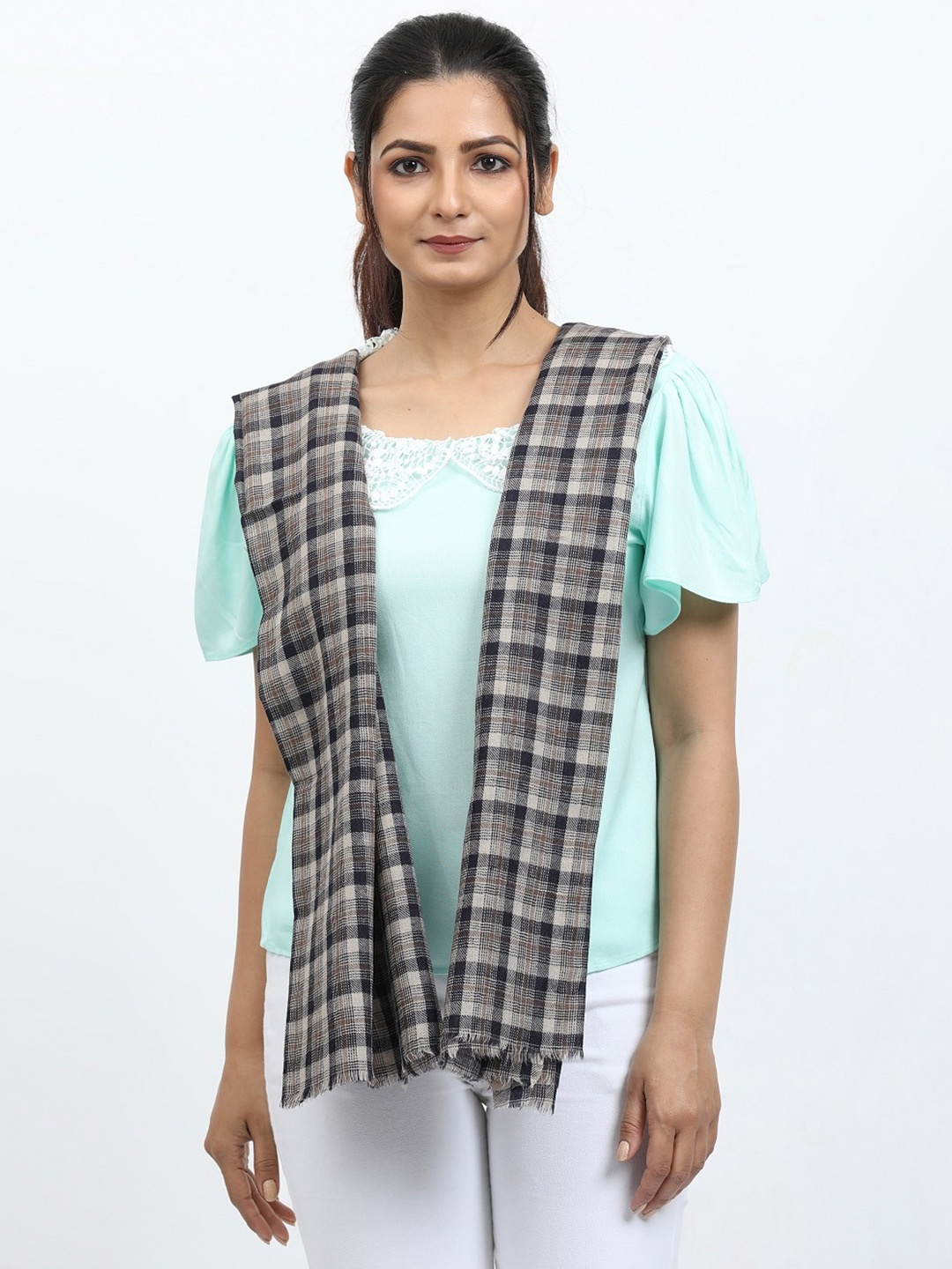 

thickskin Checked Woolen Stole, Assorted