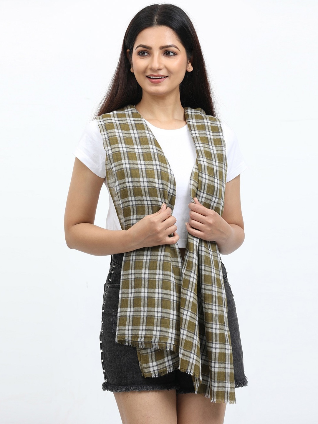 

thickskin Checked Woolen Stole, Assorted