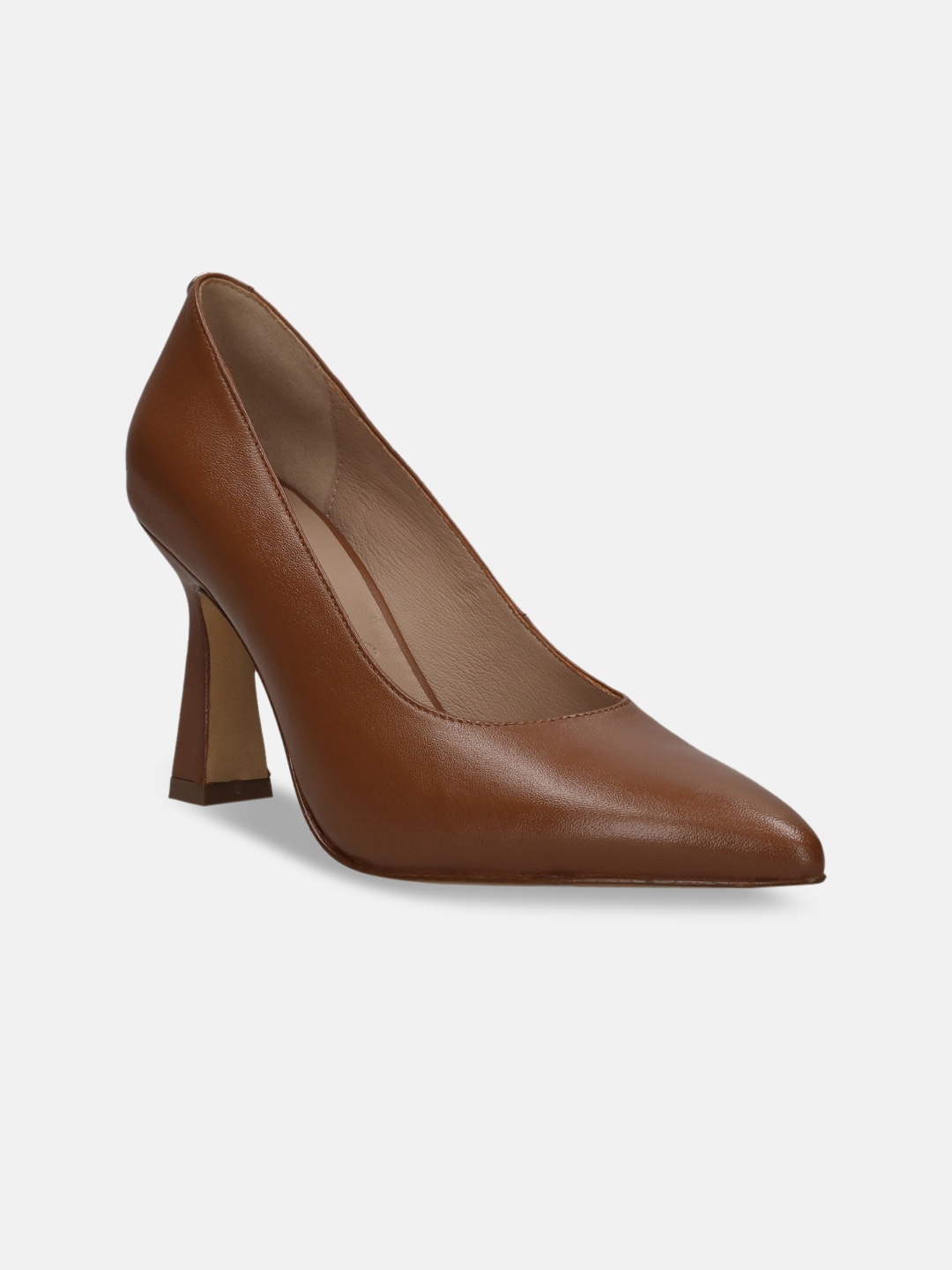 

BAGATT Barletta Pointed Toe Leather Block Pumps, Brown