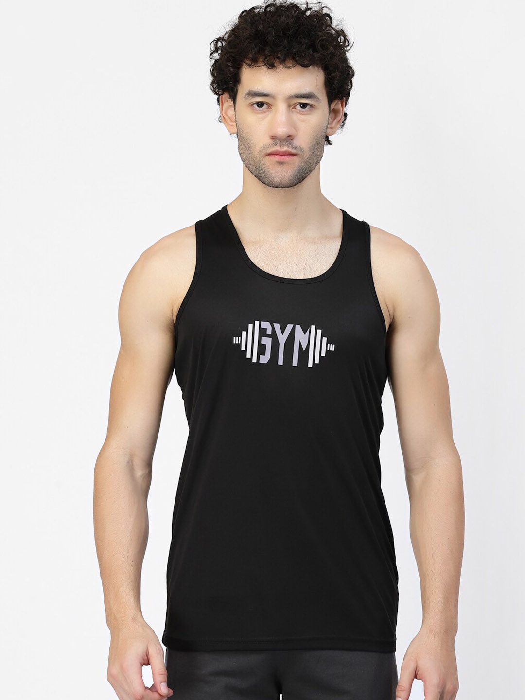 

Aesthetic Bodies Typographic Printed Cotton Innerwear Vests, Black