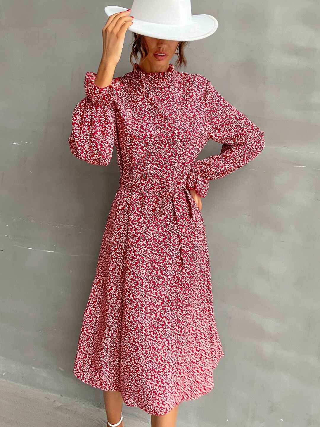 

StyleCast Red Floral Printed Fit and Flare Dress