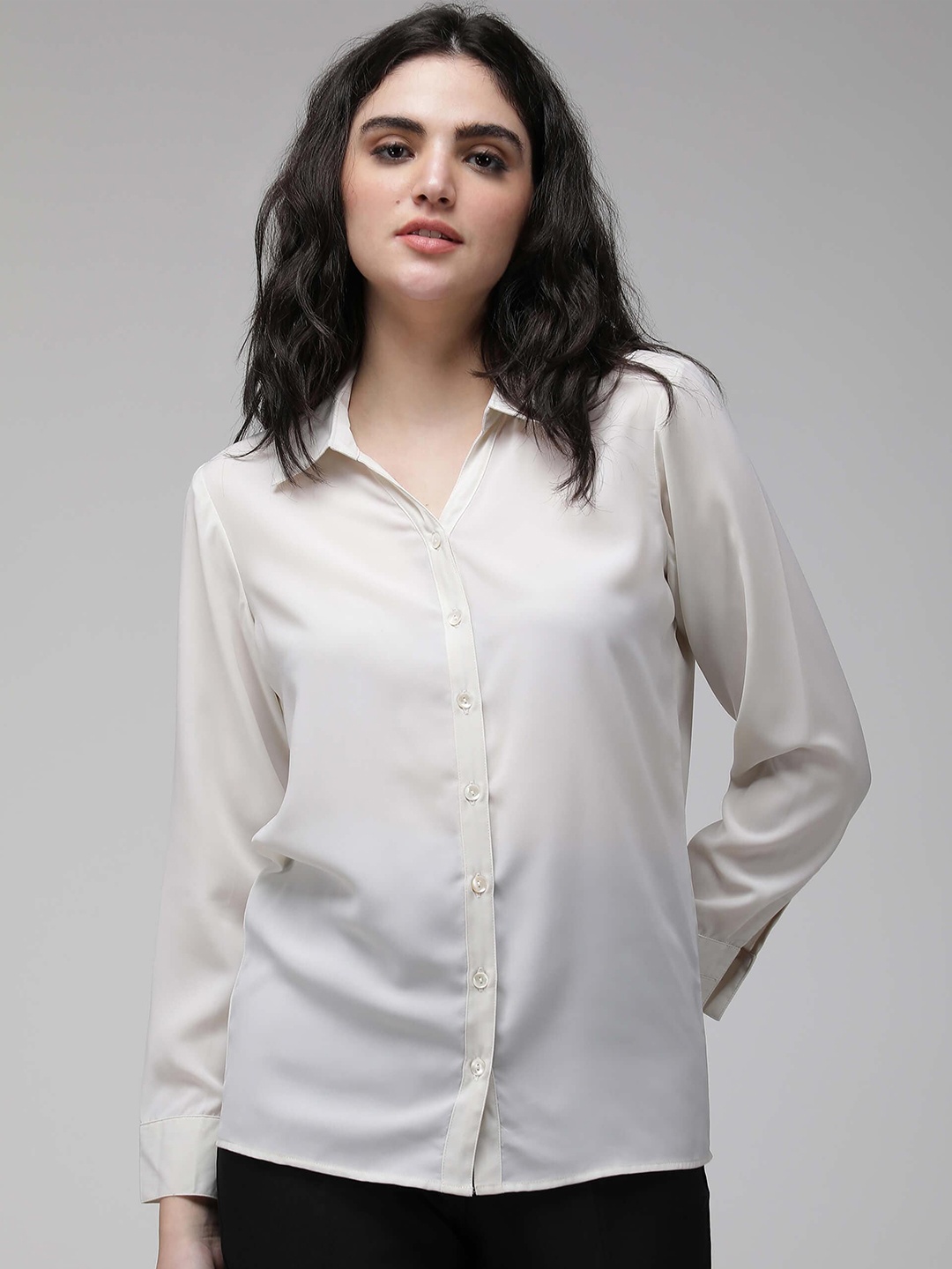 

IDK Spread Collar Casual Shirt, White