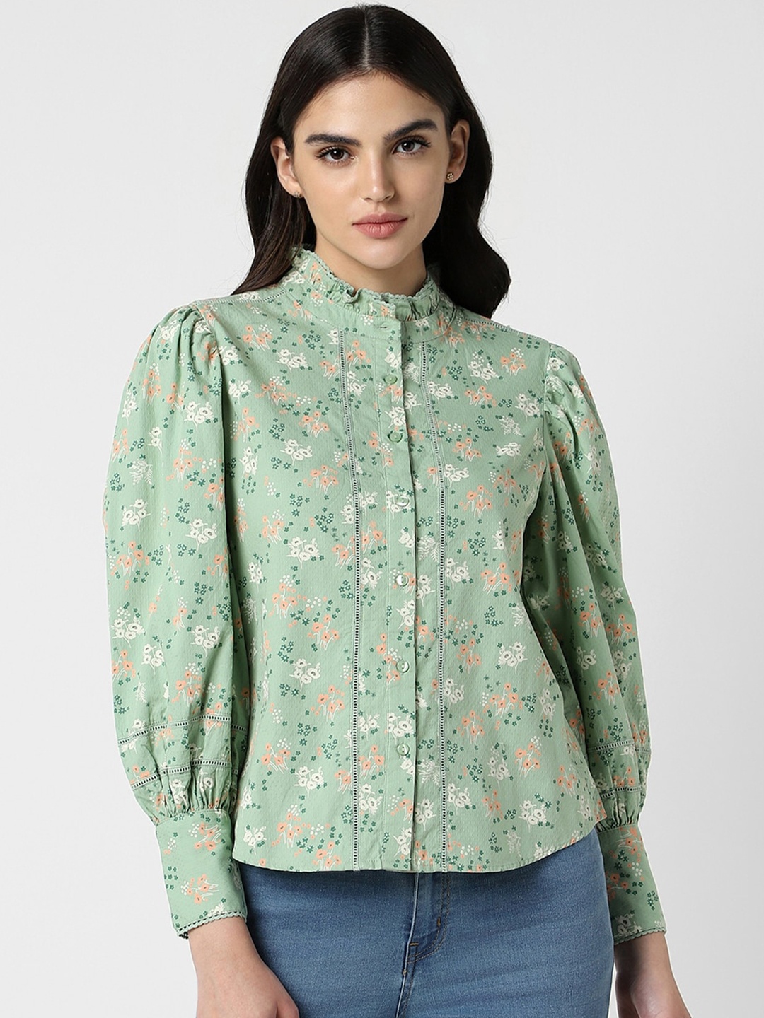 

Van Heusen Woman Floral Shirt Style Formal Top, Green